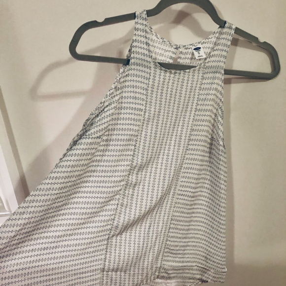 Sleeveless Blue & White Dot Pattern Swing Tank - Picture 4 of 5